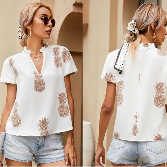 SALE 👌NEW!! Size 6 Pineapple Print Blouse - Picture 1 of 3